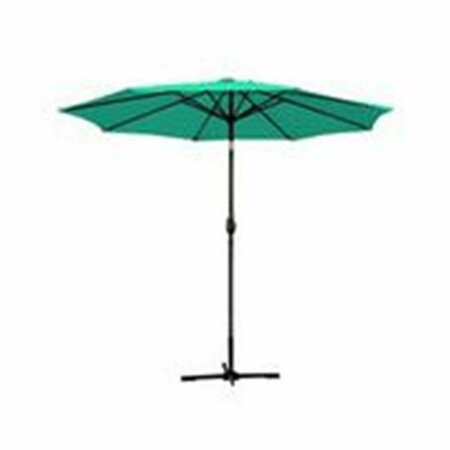 PROPATION 9 Ft. Aluminum Patio Market Umbrella Tilt with Crank - Green Fabric & Black Pole PR333889